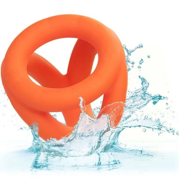 Calexotics Alpha Tri-Ring Orange Penis Ring made of Liquid Silicone