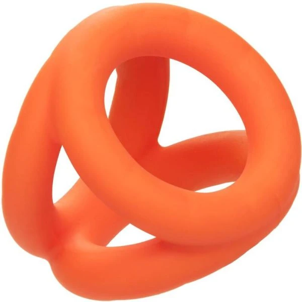 Calexotics Alpha Tri-Ring Orange Penis Ring made of Liquid Silicone