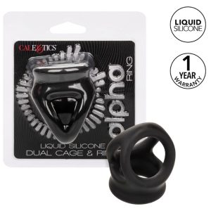 Calexotics Alpha Dual Cage Ring Penisring van vloeibaar siliconen zwart Calexotics Alpha Dual Cage Ring Penisring van vloeibaar siliconen zwart - Afbeelding 1
