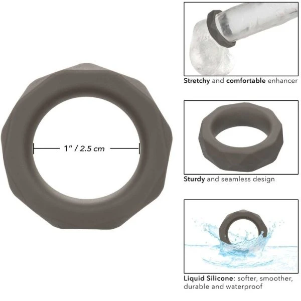 Calexotics Alpha Prolong Prismatische Penisring van vloeibaar siliconen Grijs