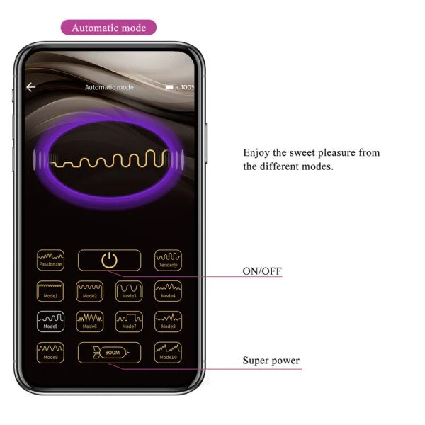 APP Series Pretty Love Hector Elektroschokvibrator met app-bediening, paars