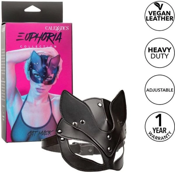 Calexotics Euphoria-kattenmasker van fluweel en veganistisch leer