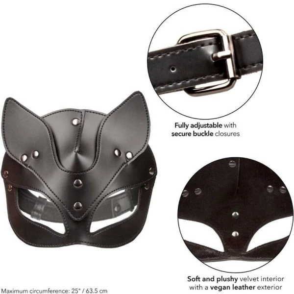 Calexotics Euphoria-kattenmasker van fluweel en veganistisch leer