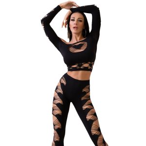 Chilirose Sets CR 4436 Top en Leggings Set Zwart S/L Chilirose Sets CR 4436 Top en Leggings Set Zwart S/L - Afbeelding 1