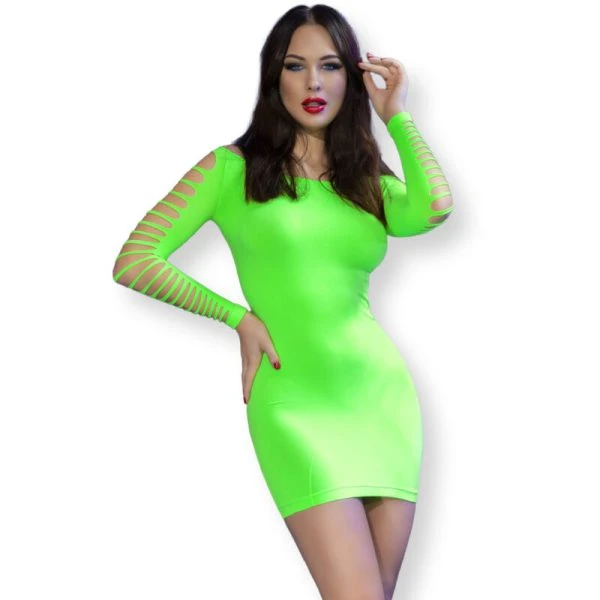 Chilirose naadloze minijurk met sexy gaten Groen S/M