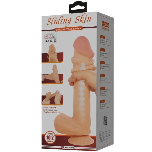 Dildo Pretty Love Sliding Skin Series Realistische Dildo met Zuignap, Vleeskleur