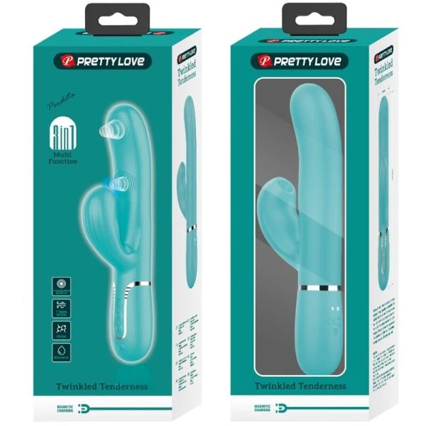 High Tech Pretty Love Perlita Rabbit-Vibrator 3-in-1 met clitorisstimulator, aquagroen High Tech Pretty Love Perlita Rabbit-Vibrator 3-in-1 met clitorisstimulator, aquagroen