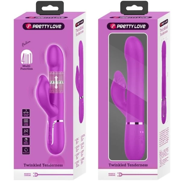 High Tech Pretty Love Rabbit Vibrator met Parels, Trilling en Clitorisstimulator, paars