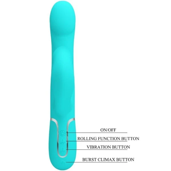 High Tech Pretty Love Rabbit Vibrator Pearls Aqua Green met clitorisstimulator High Tech Pretty Love Rabbit Vibrator Pearls Aqua Green met clitorisstimulator