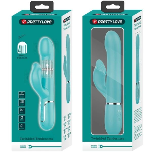 High Tech Pretty Love Rabbit Vibrator Pearls Aqua Green met clitorisstimulator High Tech Pretty Love Rabbit Vibrator Pearls Aqua Green met clitorisstimulator