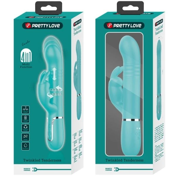 High Tech Pretty Love Coale Rabbit Vibrator mit Perlen Aquagrün