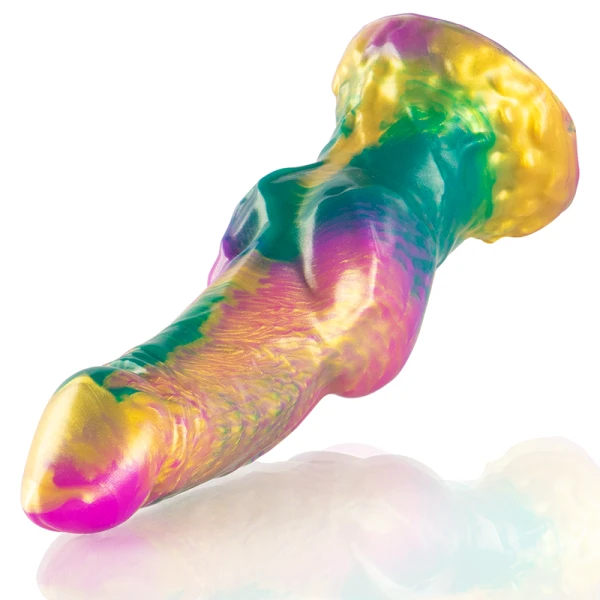 Epic Siliconen Dildo Iris met regenboogkleurige teelballen, 225 mm Epic Siliconen Dildo Iris met regenboogkleurige teelballen, 225 mm