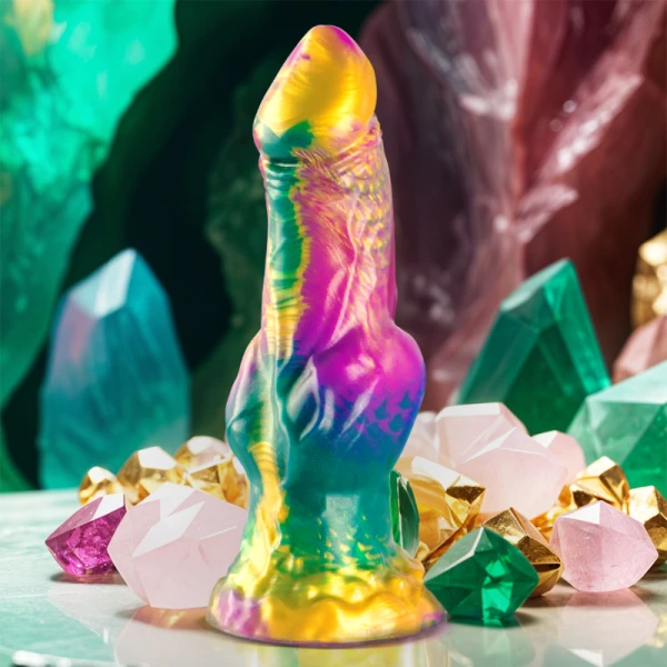 Epic Siliconen Dildo Iris met regenboogkleurige teelballen, 225 mm Epic Siliconen Dildo Iris met regenboogkleurige teelballen, 225 mm