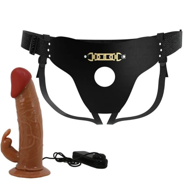 Harness Collection Pretty Love Strap-On Set mit Vibrationsdildo braun