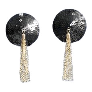 Chilirose Accesories tepelbedekkingen met gouden kettingen zwart Chilirose Accesories tepelbedekkingen met gouden kettingen zwart - Afbeelding 2
