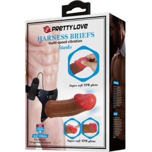 Harness Collection Strap-On Harness Slip mit Hohl-Dildo und Vibration, hellbraun – Bild 9