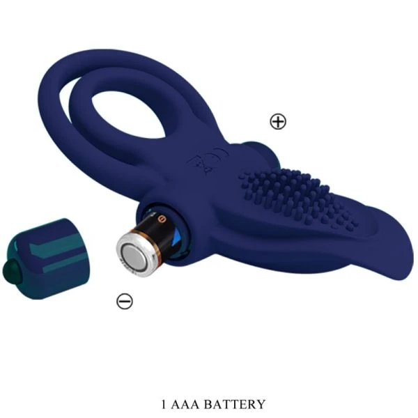 FOR HIM Pretty Love Bronson Dubbele Ring met Trilling, blauw