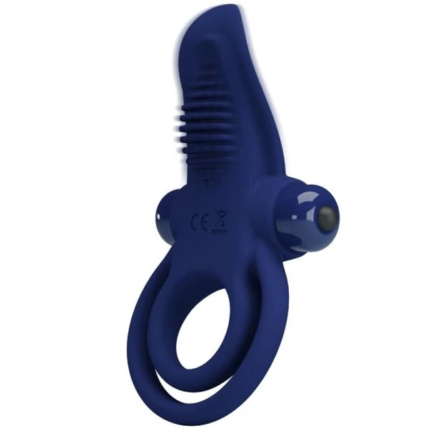 FOR HIM Pretty Love Bronson Dubbele Ring met Trilling, blauw