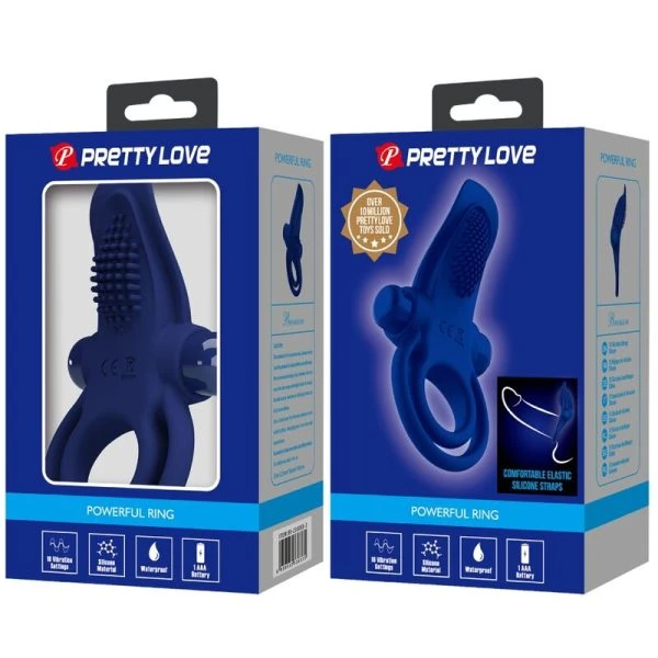 FOR HIM Pretty Love Bronson Dubbele Ring met Trilling, blauw