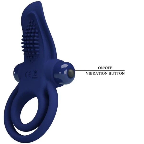 FOR HIM Pretty Love Bronson Dubbele Ring met Trilling, blauw