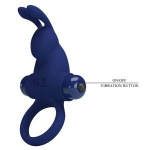 FOR HIM Pretty Love Jiro vibrerende penisring met konijnenoren blauw FOR HIM Pretty Love Jiro vibrerende penisring met konijnenoren blauw - Afbeelding 7