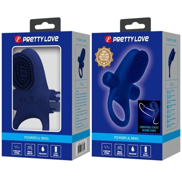 FOR HIM Pretty Love Palle Ring met trilling blauw
