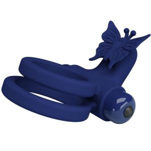 FOR HIM Pretty Love Jamele Penisring met vibratie en vlinderstimulator, blauw FOR HIM Pretty Love Jamele Penisring met vibratie en vlinderstimulator, blauw - Afbeelding 5