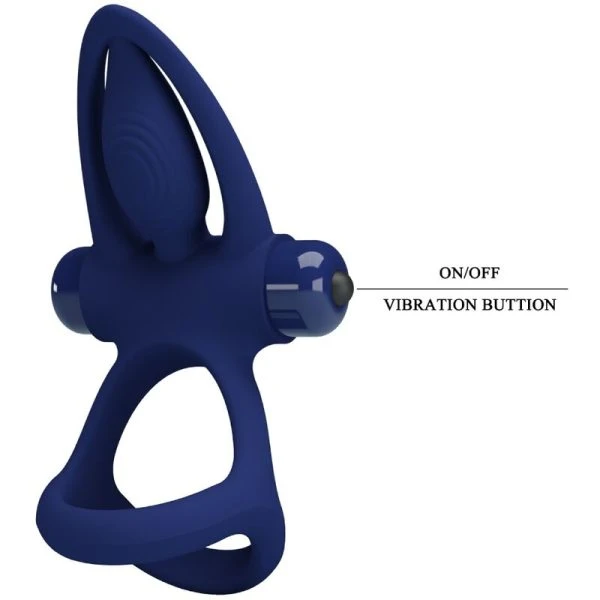 FOR HIM Pretty Love MAT Dubbele ring met vibratie en clitorisstimulator blauw FOR HIM Pretty Love MAT Dubbele ring met vibratie en clitorisstimulator blauw