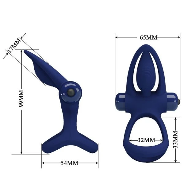 FOR HIM Pretty Love MAT Dubbele ring met vibratie en clitorisstimulator blauw FOR HIM Pretty Love MAT Dubbele ring met vibratie en clitorisstimulator blauw