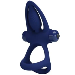 FOR HIM Pretty Love MAT Double Ring with Vibration and Clitoris Stimulator blue