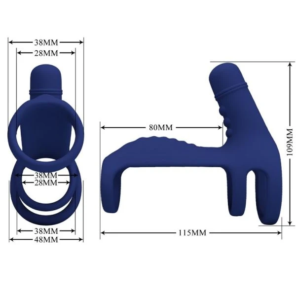 FOR HIM Pretty Love Elish Vibratiering met verlenging, blauw