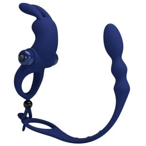 FOR HIM Pretty Love Ayad Rabbit Vibratorring met stekker Blauw