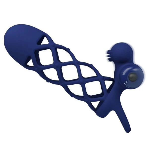 FOR HIM Pretty Love Giann Vibratorring mit Silikonhülle blau