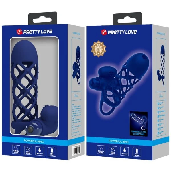 FOR HIM Pretty Love Giann Vibratorring mit Silikonhülle blau