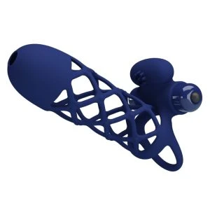 FOR HIM Pretty Love Giann Vibratorring met siliconen hoes blauw