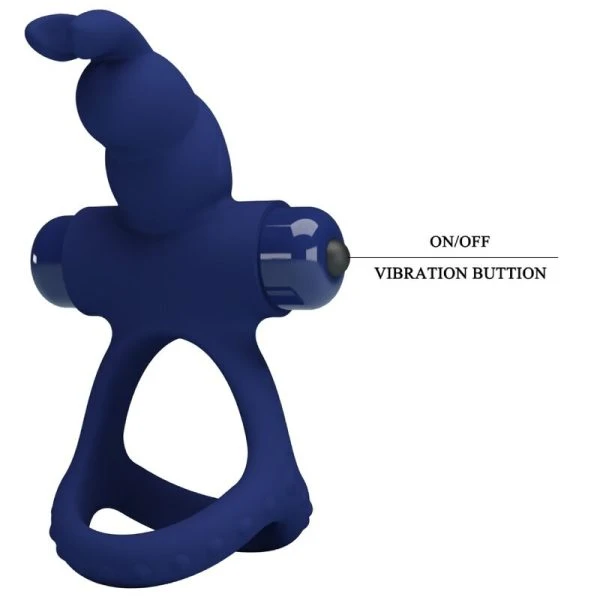 FOR HIM Pretty Love Luchito Dubbele Vibrerende Penisring Konijn Blauw