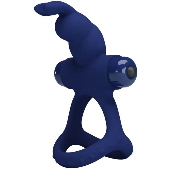 FOR HIM Pretty Love Luchito Dubbele Vibrerende Penisring Konijn Blauw
