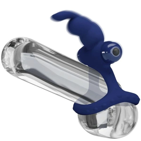FOR HIM Pretty Love Luchito Dubbele Vibrerende Penisring Konijn Blauw