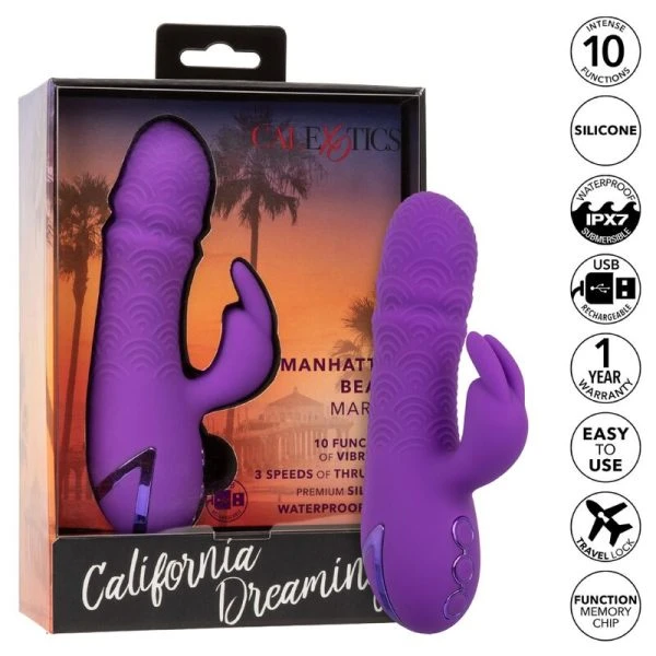 Calexotics Manhattan Beach Marvel Vibrator met clitorisstimulator en stootfunctie, Paars