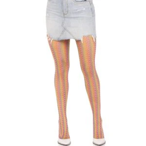LEG Avenue Hosiery Gehäkelte Netzstrümpfe Regenbogen Mehrfarbig