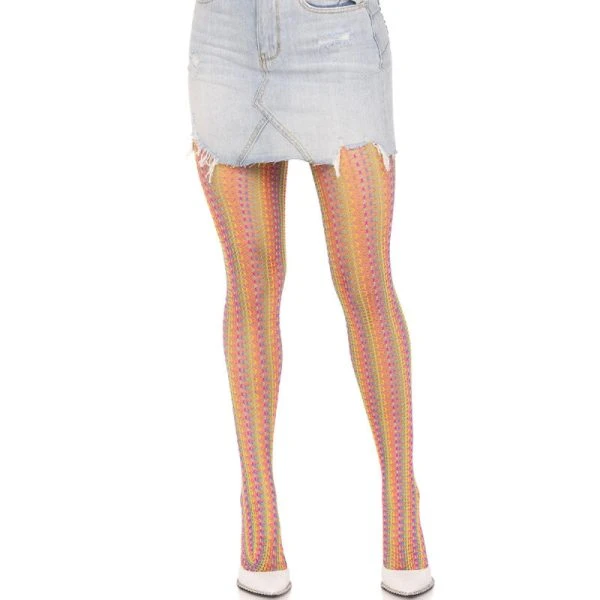 LEG Avenue Hosiery Gehaakte Netkousen Regenboog Meerkleurig