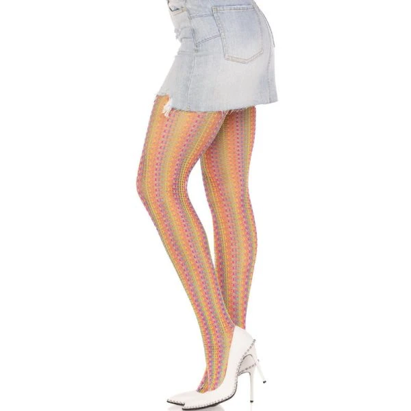 LEG Avenue Hosiery Gehaakte Netkousen Regenboog Meerkleurig