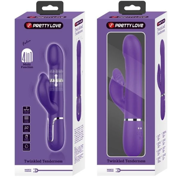 High Tech Pretty Love Zalin Rabbit Vibrator 4 in 1 met Parels Paars High Tech Pretty Love Zalin Rabbit Vibrator 4 in 1 met Parels Paars