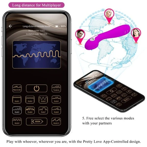 Pretty Love APP Series Elektroschock-Vibrator Hector Violett