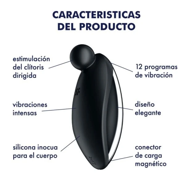 Satisfyer Vibrator Spot On 2 Opgelegvibrator met siliconen punt Zwart Satisfyer Vibrator Spot On 2 Opgelegvibrator met siliconen punt Zwart