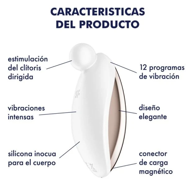 Satisfyer Vibrator Spot On 2 oplegvibrator met flexibele siliconen punt Wit Satisfyer Vibrator Spot On 2 oplegvibrator met flexibele siliconen punt Wit