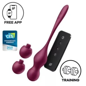 Satisfyer Love Birds Vary Vibrerende liefdesbollen met app-bediening wijnrood