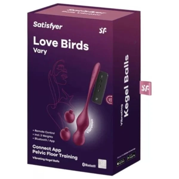 Satisfyer Love Birds Vary Vibrerende liefdesbollen met app-bediening wijnrood
