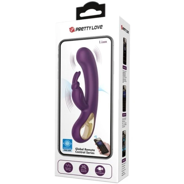 APP Series Pretty Love Liam Konijnenvibrator met G-puntstimulator, paars