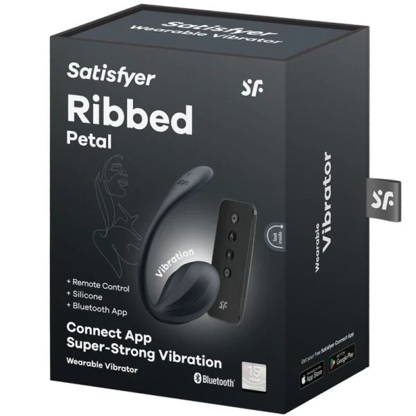 Satisfyer Partner Ribbed Petal G-Punkt-Vibrator mit App-Steuerung, schwarz